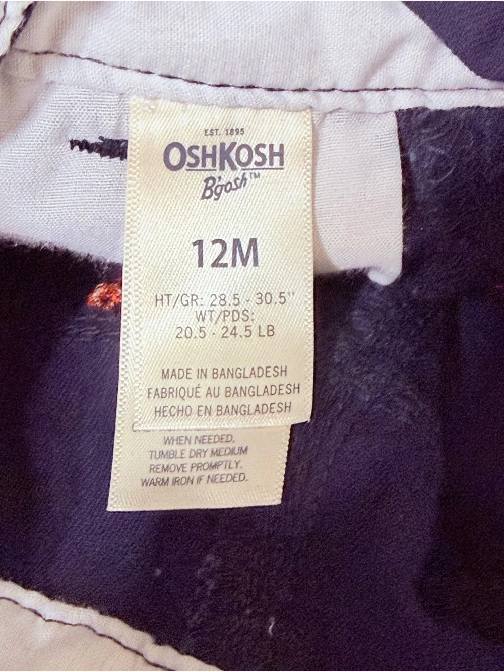 OshKosh Baby/Toddler Denim Overalls Dark Blue with Cherries Size 12 Months NWT